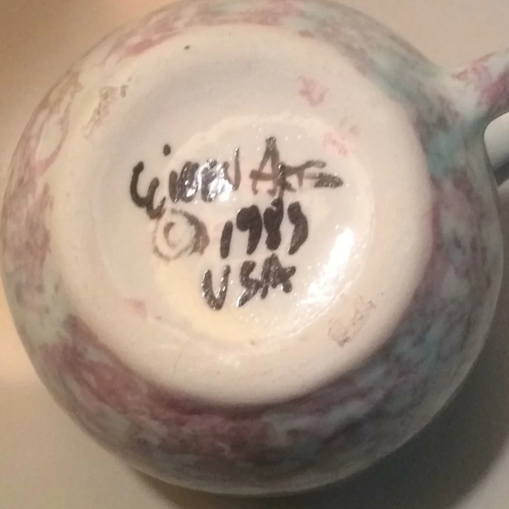 Artisan Handmade Ceramic Cup & Saucer – Blue, Rose & Cream - Picture 2 of 8